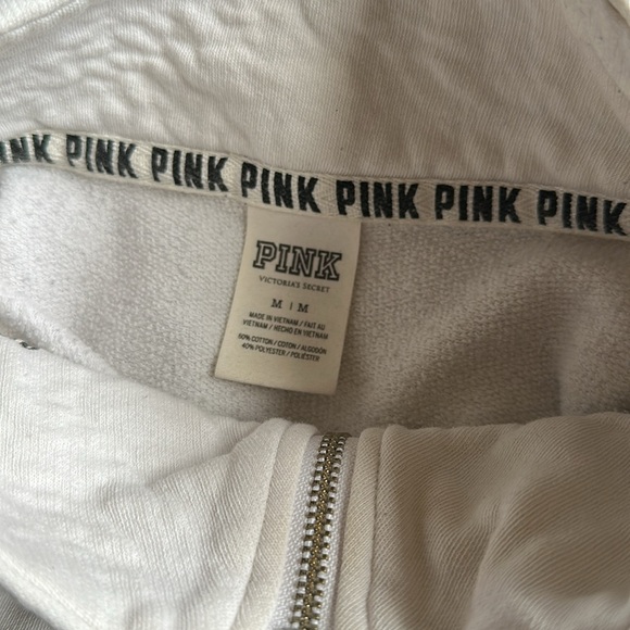 Victoria’s Secret Pink Black White Silver Sequin Bling Quarter Zip Sweatshirt M - Picture 7 of 9